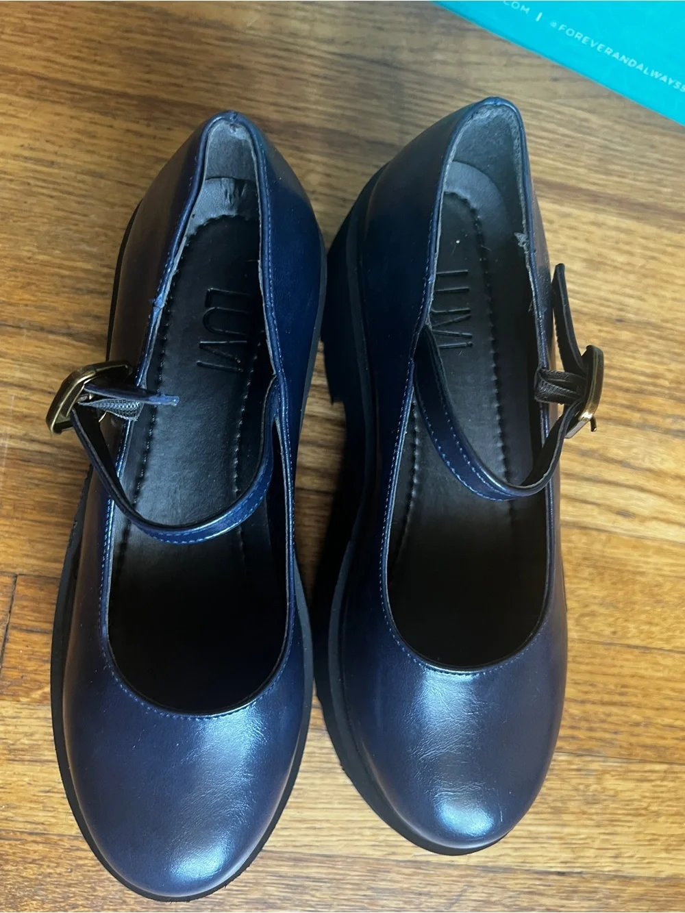 Navy Blue Platform Mary Jane Pumps